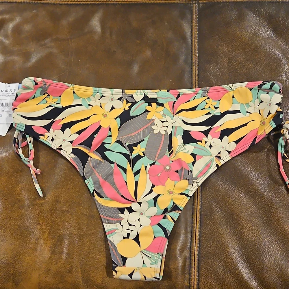 Roxy Classic Moderate Waist Side-Tie‎ Bikini Bottom: Multi Tropical: X-Large